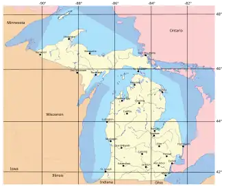 Мичиган имеет самое высокое процентное соотношение площади воды к площади суши: вода составляет 41,54 % его территории.