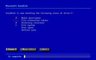 Скриншот программы Microsoft ScanDisk