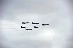 Полёт групп многоцелевых истребителей МиГ-29