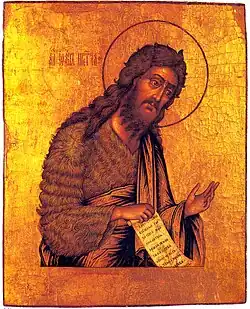 Иоанн Предтеча (русская икона): мелоть - одежда на все тело, напоминающая власяницу