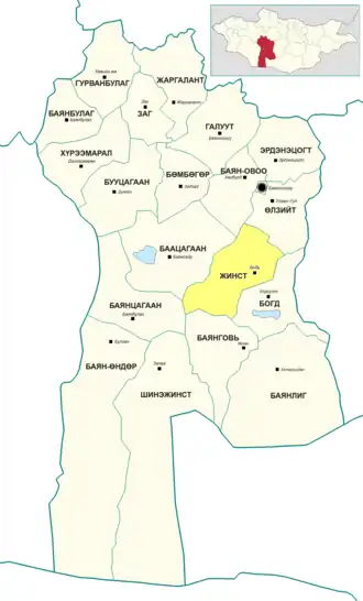 Жинст на карте