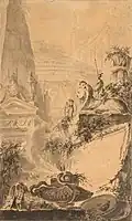 Античные памятники. Ок. 1780. Бумага, тушь, кисть. Музей изящных искусств, Нанси