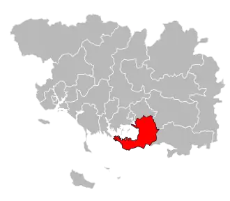 Кантон на карте департамента Морбиан