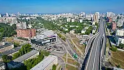 Вид с высоты на север, слева примыкает улица Посадская