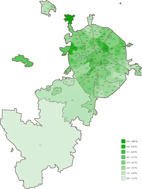 Карта голосования за Митрохина по ТИКам
