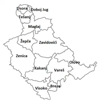 Зеницко-Добойский кантон на карте