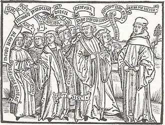 Якоб Вимпфелинг и его ученики беседуют с Томасом Мурнером