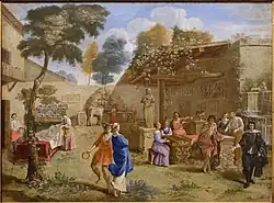 Музицирование в саду. 1640-е гг. Бумага, акварель, гуашь. Блэнтон музей, Остин, Техас, США