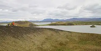 Озеро Миватн летом 2018 года