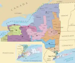 Карта избирательных округов Нью-Йорка с 2003&nbsp;г. по настоящее время.