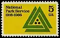 Левый трилистник в  форме валькнута на почтовой марке США, посвященной 50-летию службе национальных парков США