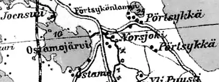 Деревня Норсъйоки на финской карте 1923 года