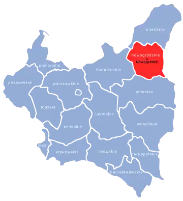 Новогрудское воеводство на карте