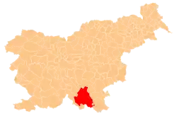 Расположение общины Кочевье на карте Словении
