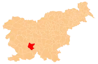 Расположение общины Церкница на карте Словении