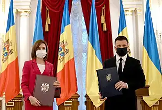 Зеленский и президент Молдавии Майя Санду. Киев, 12 января 2021