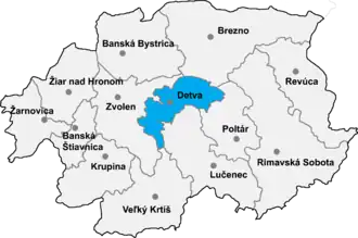 Район Детва на карте