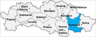 Район Гуменне на карте