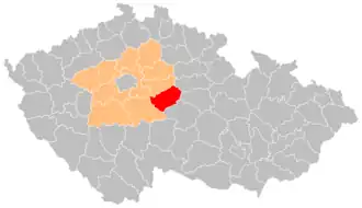 Район Кутна-Гора на карте