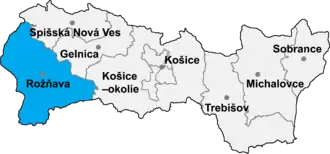 Район Рожнява на карте