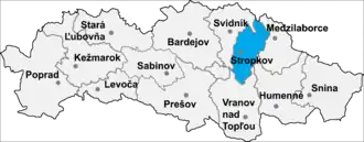 Район Стропков на карте