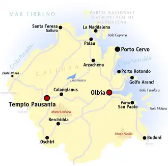 Провинция Ольбия-Темпьо на карте