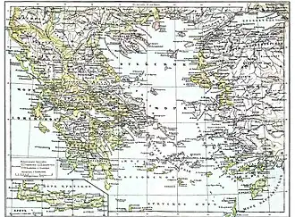 Миртойское море на карте Древней Греции.