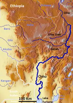 Схема бассейна реки Омо