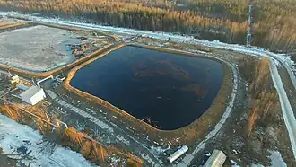 Открытая карта с жидкими отходами, полигон Красный Бор, 2015.