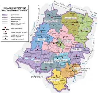 Опольское воеводство на карте