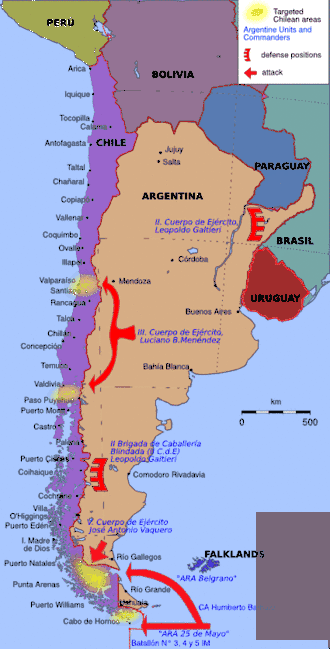 План направления ударов аргентинской армии в ходе операции «Суверенитет»