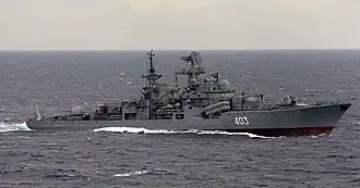 Эскадренный миноносец «Отличный» у побережья Ливии, 24 марта 1986 года.