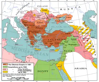 &nbsp;Территории, вошедшие в состав Османской империи при Сулеймане I