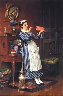 Конфеты (жанровая сцена на современный художнику сюжет: горничная пробует дорогие конфеты в отсутствие хозяев)