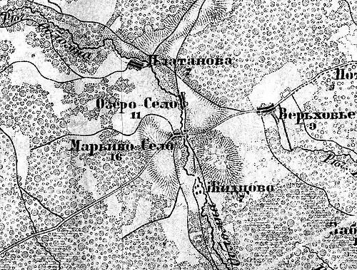 Земли посёлка Васьково на карте 1917 года