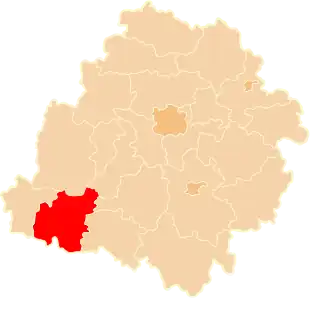 Велюньский повет на карте