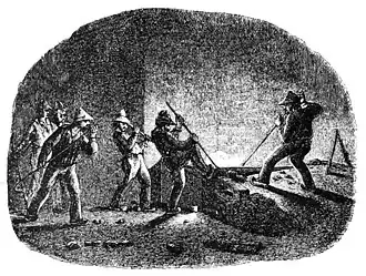 Извлечение крицы из каталонского горна