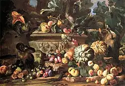 Натюрморт с обезьянкой. Холст, масло. Частное собрание