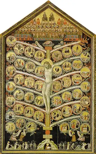 Древо жизни, алтарная картина П. ди Буонагвиды (1305—1310)