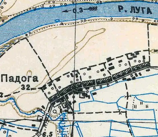 План деревни Падога. 1938 год