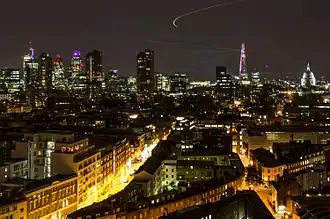 Вид на Сити и Саутуарк во время церемонии открытия Shard London Bridge в июле 2012 года