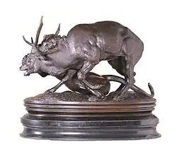 Пантера, терзающая оленя