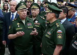 С Министром обороны России Сергеем Шойгуна месте строительства парка «Патриот»,9 июня 2014 г.