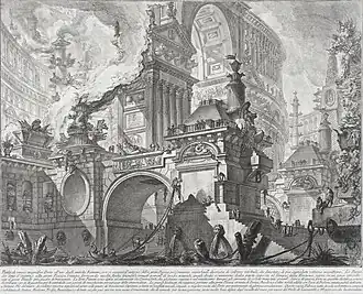 Часть просторной и великолепной гавани для использования древними римлянами, выходящая на большую рыночную площадь... Ок. 1756. Офорт