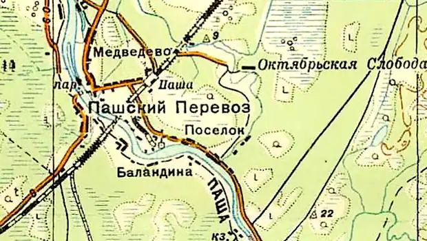 Земли деревни Рязановщина на карте РККА 1940 года