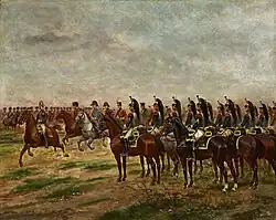 Эпизод Наполеоновских войн. Французская кавалерия перед битвой (Ней при Ватерлоо?)