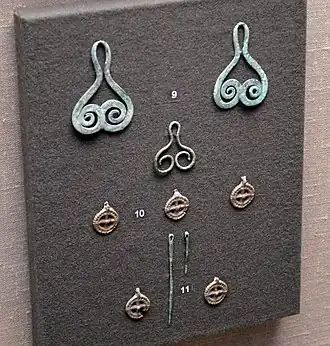 Бронзовые подвески и иглы из могильника Берёзовый Рог