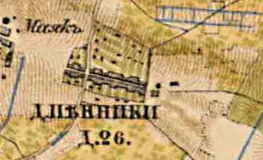 Деревня Пеники на карте 1885 года