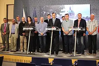 Правительство Петра Нечаса на пресс-конференции посвященной отставке