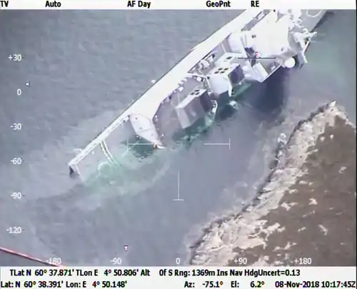 Затопленный фрегат Хельге Ингстад